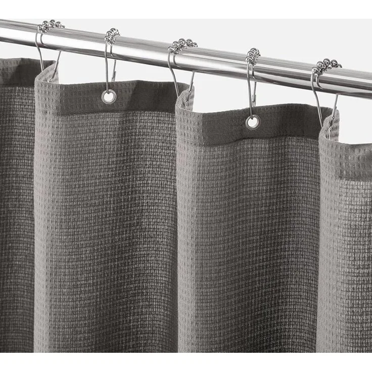 mDesign Luxus Duschvorhang Badewannenvorhang Waffelmuster Textil Grau