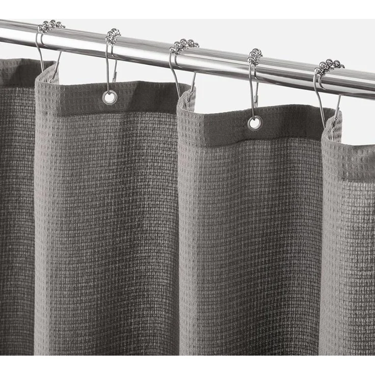 mDesign Luxus Duschvorhang Badewannenvorhang Waffelmuster Textil Grau – Bild 1