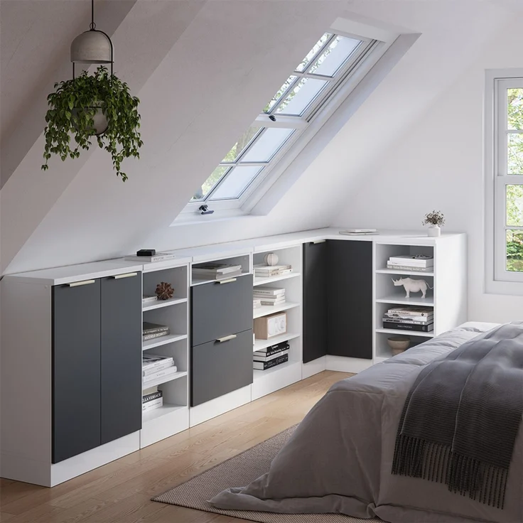 Eck-Küchenschrank für Dachschrägen R-Line Anthrazit-Gold 75.6 cm mit 1 Tür, Schrankkorpus 60 cm Tiefe Vicco – Bild 6