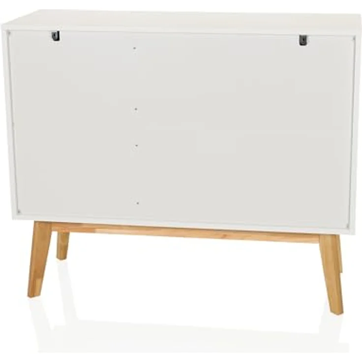 hjh LIVING Kommode mit 3 Schubladen, 2 Türen TAROLO I Sideboard im skandinavischen Stil, Soft-Close, griffloses Design, Schrank mit Holzbeinen, Weiß – Bild 10