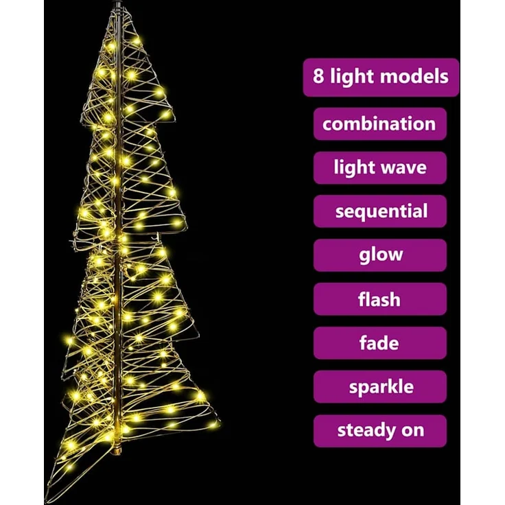 vidaXL Weihnachtsbaum Warmes Weiß 120 cm Rattan 100 LEDs 42019220 – Bild 9