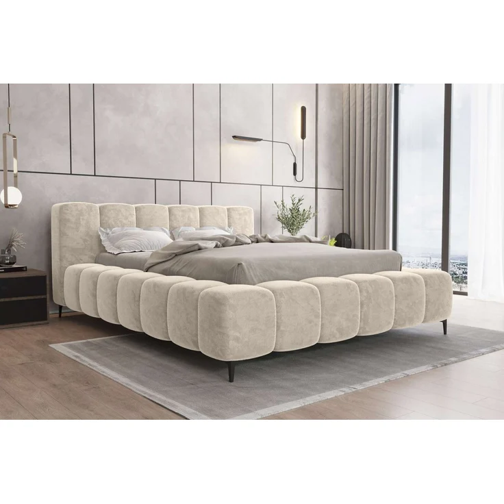 99rooms Cozy Polsterbett 180x200 cm Chenille APHRODITE Creme – Bild 5