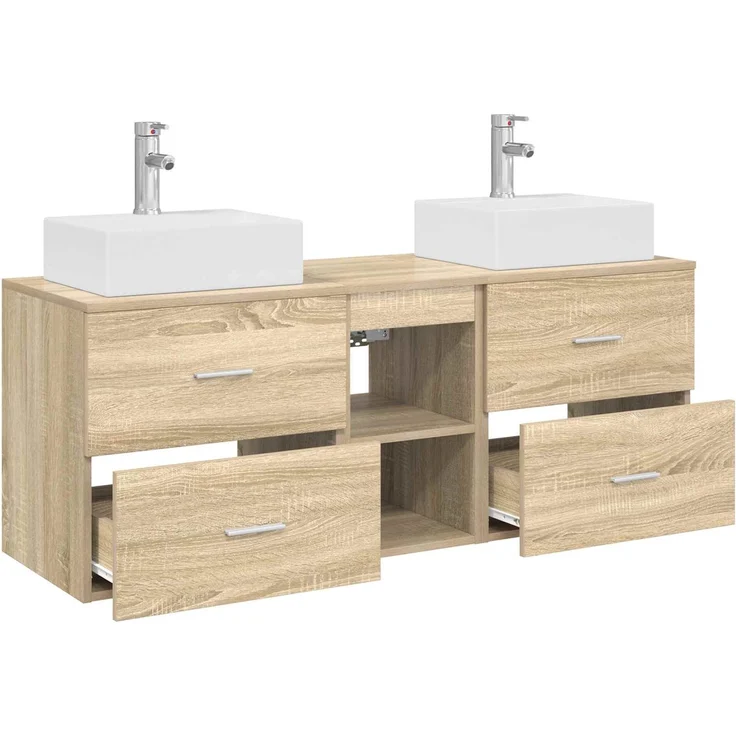 vidaXL Badezimmerschrank-Set 3 stk. Sonoma-Eiche 129 x 41 x 79,5 cm 3405837 – Bild 4