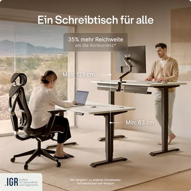 Höhenverstellbarer Schreibtisch - Höhenverstellbar Elektrisch mit Flüsterleisem Dual-Motor & Touchscreen - Hohe Tragfähigkeit - Stehtisch von Desktronic, Schwarz + Weiß, 200x80 cm – Bild 8