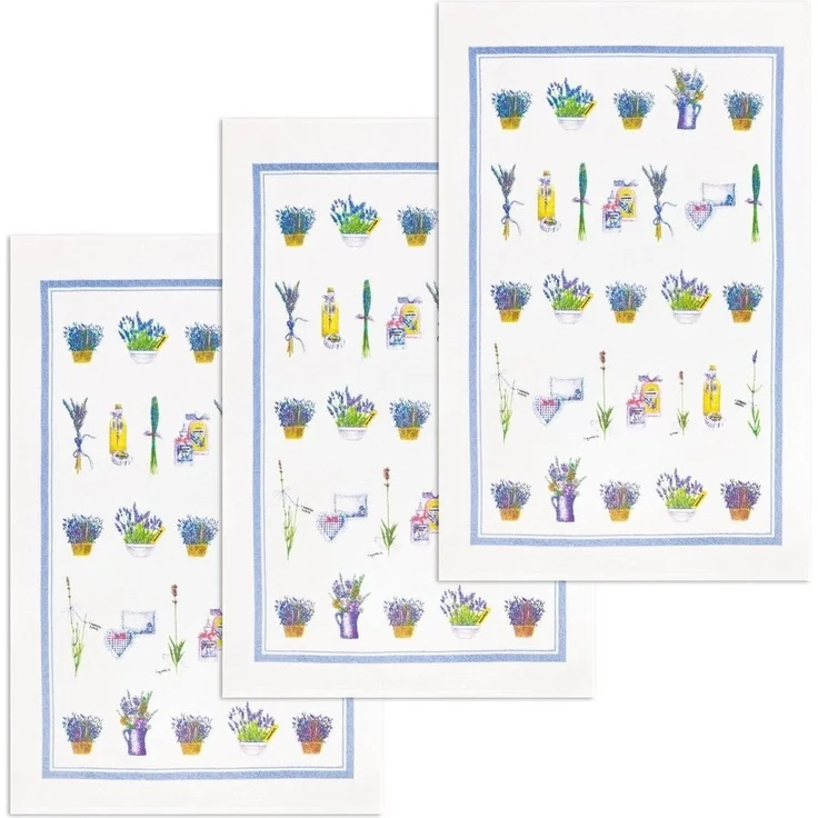 Kracht Geschirrtuch Lavendelkörbchen, (Set, 3-tlg, Set), 3er Pack Frottee Küchenhandtücher (3 Stück), ca. 45 x 70 cm Baumwolle – Bild 3