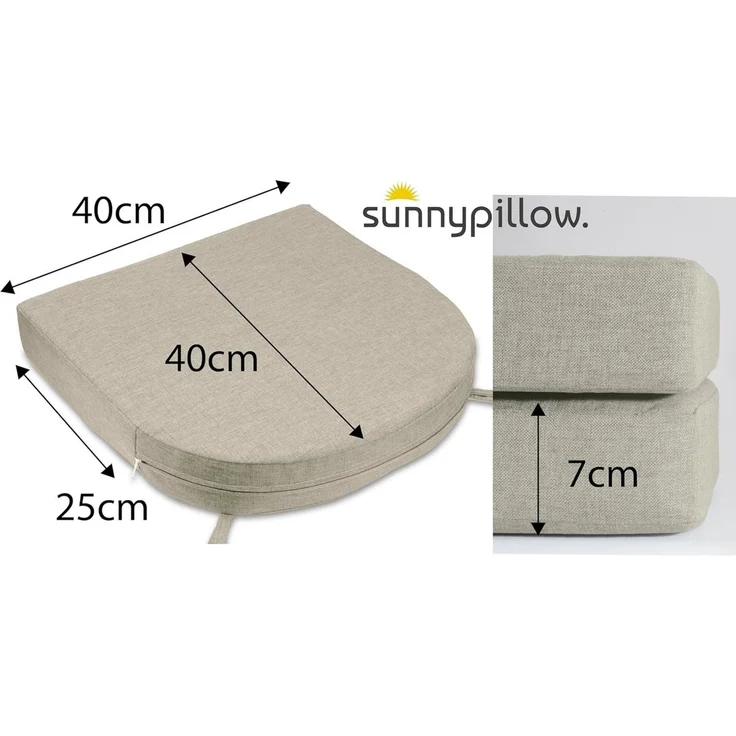 sunnypillow Stuhlkissen 2er Set Stuhlkissen 40x40 cm, zylindrische Form, "HAVANA", Ecru – Bild 1