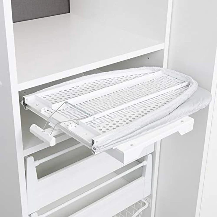 SO-TECH® Bügelbrett Bügeltisch Ironfold für Fachbodenmontage, klappbar, 180° schwenkbar, inkl. Bügeltuch aluminiumgrau – Bild 4