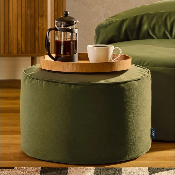 icon Pouf XL aus Plüschsamt „Milano“, mit Füllung – Bild 3