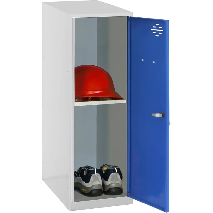 Simon Rack Simonlocker Kommode, klein, 915 x 300 x 500 mm, Amario aus Metall, inkl. Schlüssel, Grau/Blau
