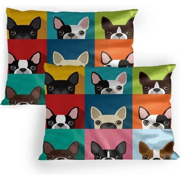 Abakuhaus Kissenbezüge Dekorativer Standard Gedruckter Kissenbezug, (2 Stück), Pop Art Terrier Portrait – Bild 2