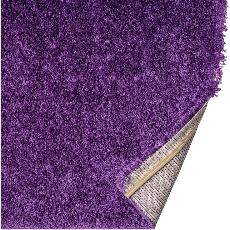 VIMODA Teppich Prime Shaggy Hochflor Langflor Einfarbig Modern Lila für Wohnzimmer, Schlafzimmer, kinderzimmer, Maße:Ø 120 cm Rund – Bild 6
