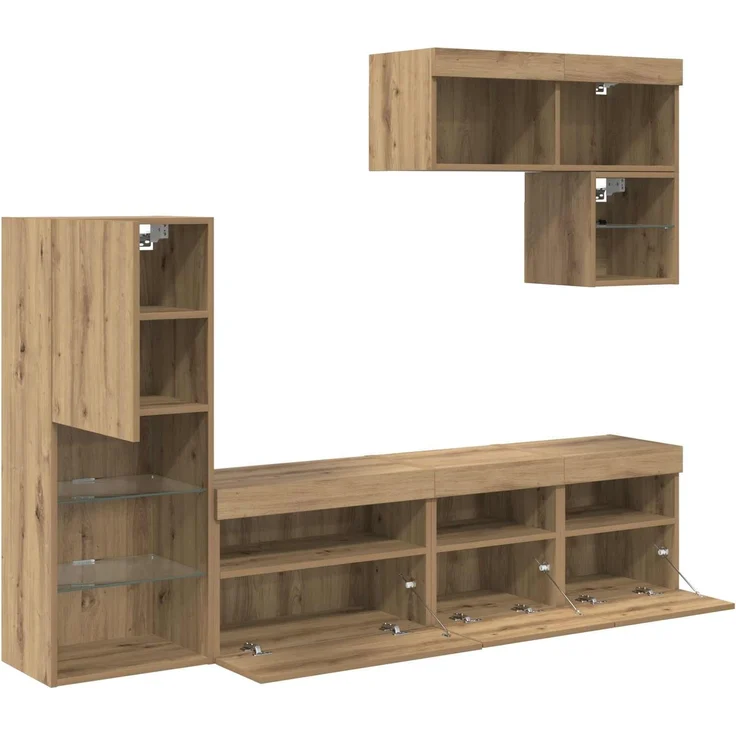 vidaXL TV-Wandgeräte Wandmontiert 6 pcs Artisan-Eiche Holzwerkstoff 3402975 – Bild 10