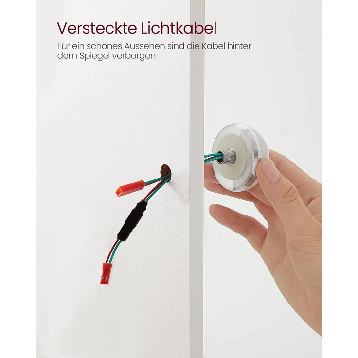 VASAGLE Schminktisch mit LED-Beleuchtung, Sitzhocker, Kosmetiktisch mit 2 Schubladen und 3 offenen Fächern, Makeup-Hocker aus Samt, für Schlafzimmer, weiß und mattweiß-pastellrosa RDT714W01 – Bild 8