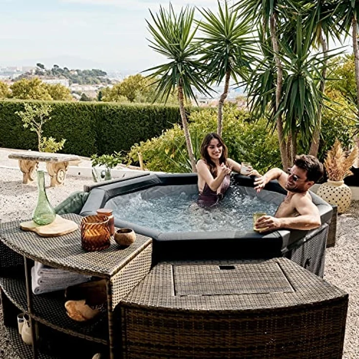 NetSpa 'Octopus' Outdoor-Whirlpool, halbstarr, achteckig, für 4-6 Personen, inkl. 5-teiliger Umrandung – Bild 4