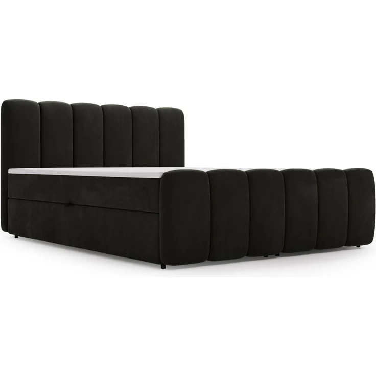 GRAINGOLD Cloud Boxspringbett 140x200, Bett mit Bettkasten, Velour-Stoff, mit Kopfteil, Dunkelgrau – Bild 8