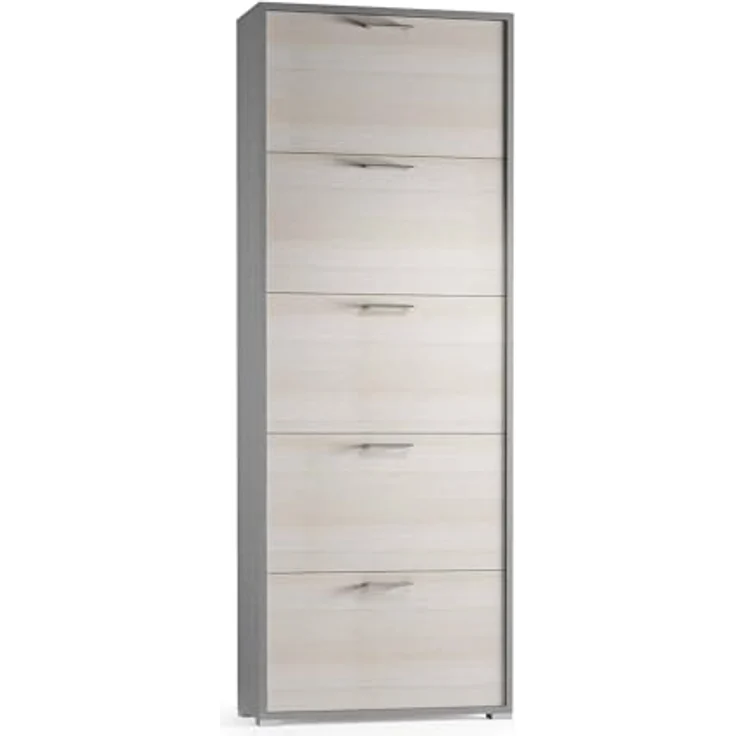 Dmora - Schuhregal Margherita, Mehrzweck-Eingangsmöbel mit 5 Falttüren, Moderner Schuhschrank, 100 % Made in Italy, 67 x 18 x 184 cm, Lärche, – Bild 4