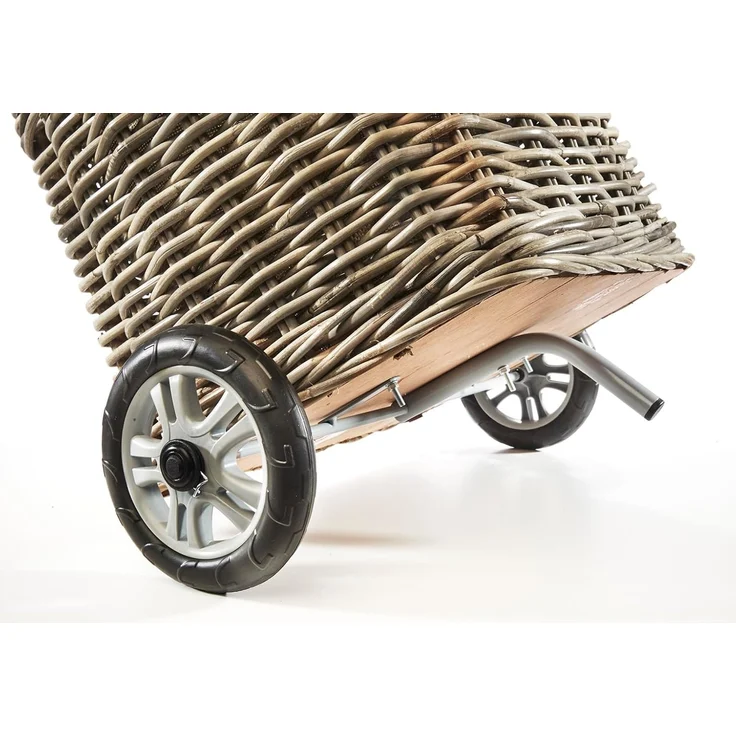 Kobolo Kaminholzkorb Kaminholzwagen Wagen mit Rollen - Rattan kubu grey – Bild 6