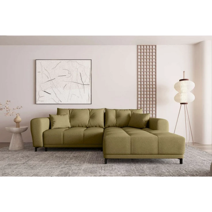 99rooms Massimo Ecksofa Strukturstoff NEVE Khaki mit Schlaffunktion Rechts – Bild 5