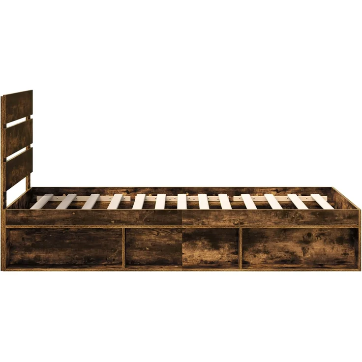 vidaXL Bettrahmen Geräucherte Eiche 75 x 190 cm Massives Kiefernholz 3411804 – Bild 7