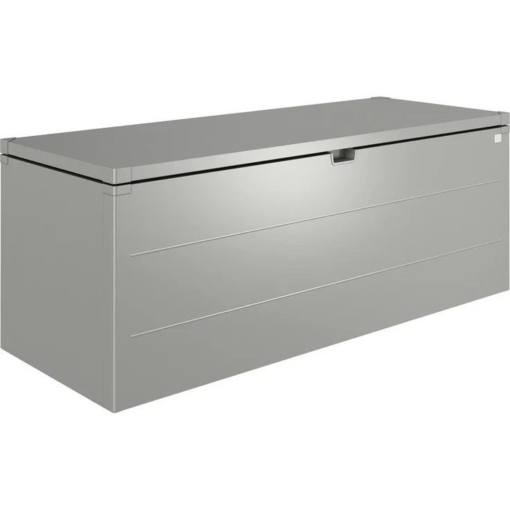 Biohort Kissenbox, Grau, Metall, wetterbeständig und rostfrei, 207x81x80 cm, Aufbewahrung für Gartenutensilien