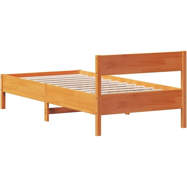 Einzelbetten, Betten für Erwachsene, Massivholzbett ohne Matratze Wachsbraun 90x200 Kiefernholz de4294 – Bild 6