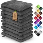 NatureMark 10er Pack Frottee Waschhandschuhe, Waschlappen, 100% Baumwolle, Anthrazit grau, 15x21 cm