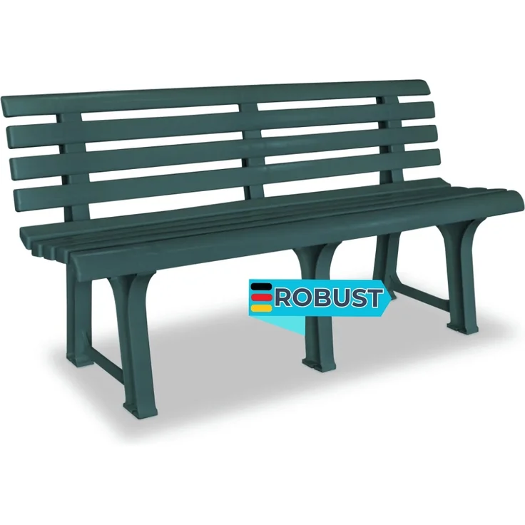 Parkbank KATO 145,5 cm Kunststoff Grün | Gartenbank wetterfest Terrassenbank 3 Sitzer Sitzbank Rückenlehne – Bild 1