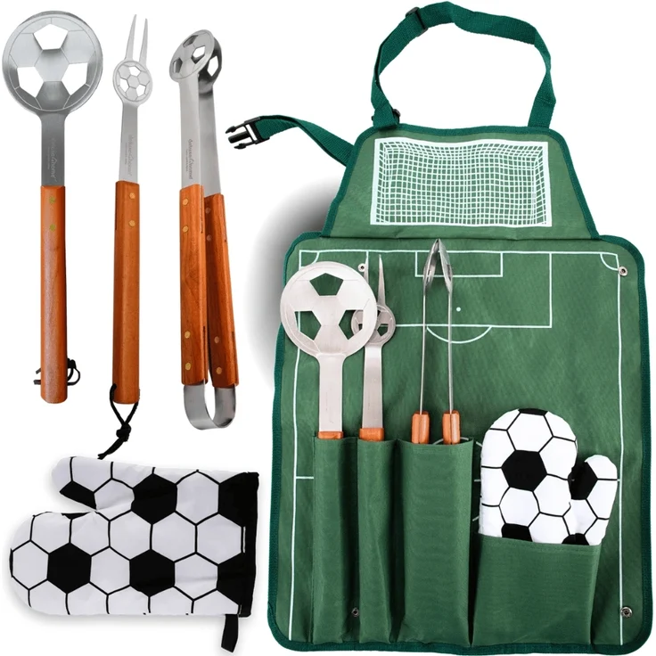 Grillbesteck Set SOCCA Grillgabel, Grillzange, Grillwender, Grillhandschuh | Grillset für Männer Geschenk Grillzubehör Grilluntensilien – Bild 7