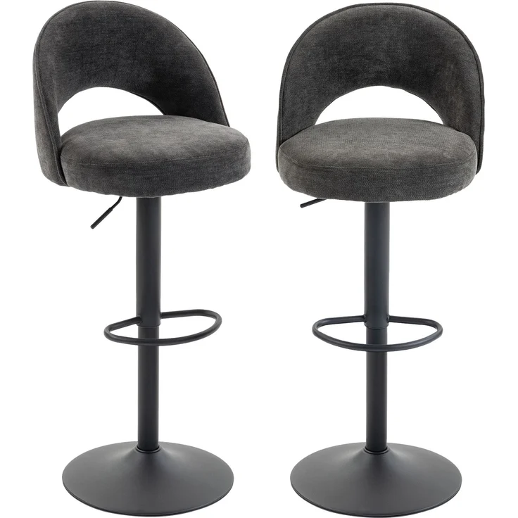 Barhocker 2er-Set, höhenverstellbar und drehbar, für Theke, Dunkelgrau--Dunkelgrau--110x48x49.5cm--YOUDENOVA – Bild 2