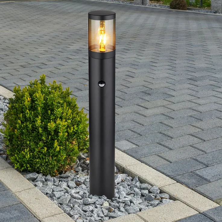 LED Stehleuchte, Bewegungsmelder, Edelstahl, schwarz, H 80 cm – Bild 4