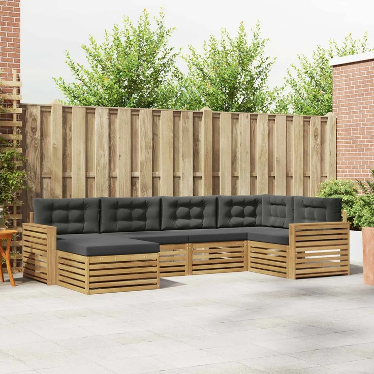 vidaXL Outdoor-Sofagarnitur 6 stk. 6-Sitzer Weiß und Anthrazit 3390772 – Bild 1