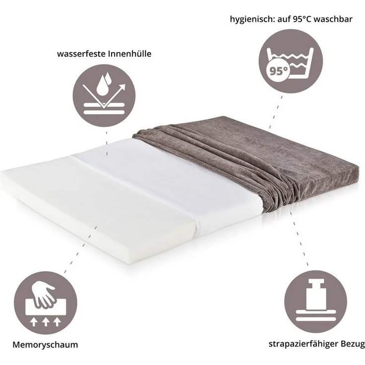 ONVAYA® Hundebett | Größe S | 62 x 44 x 5 cm | 95 Grad waschbar | orthopädisch | grau | wasserdicht | Hundekissen | Liegekissen | Schlafplatz | Tierbett | Ruheplatz | Hundematte | Hundematratze – Bild 2