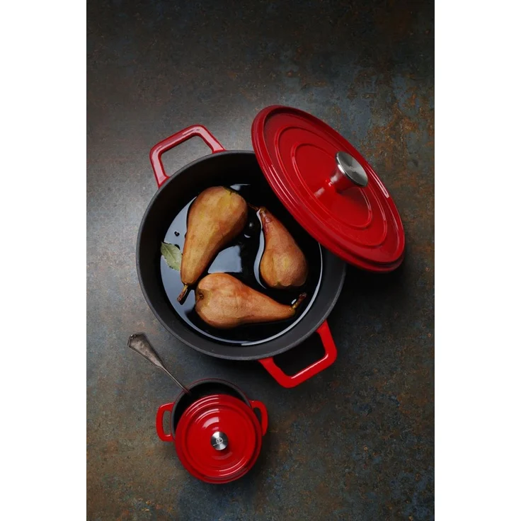 HENDI Emaillierter Gusseisentopf, 6,88L, Rot, 405x255x(H)134mm – Bild 4
