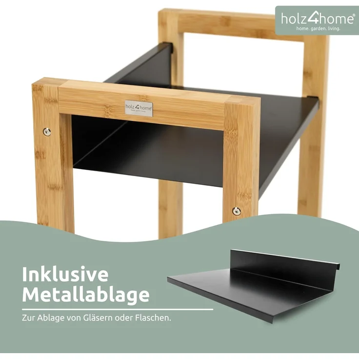 Getränkekistenregal inkl. Ablage - Bambus / Schwarz - 4 Kisten – Bild 5
