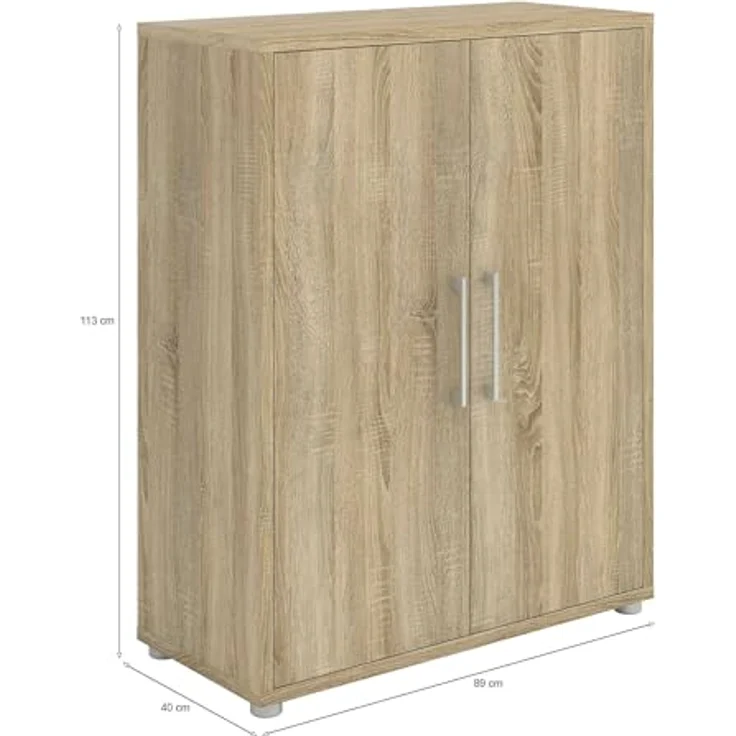 Dmora - Kommode Leocadie, Wohnzimmerbuffet, Wohnzimmer-Sideboard, Moderne Küchen-Speisekammer, 89x40 h113 cm, Eiche – Bild 3