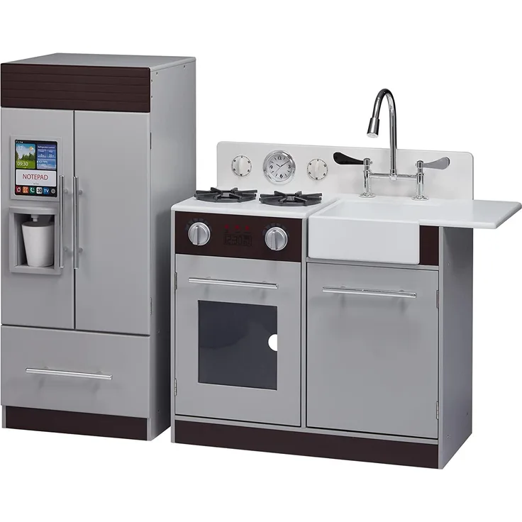 Teamson TD-12302B Spielzeugküche, Grau/Espresso