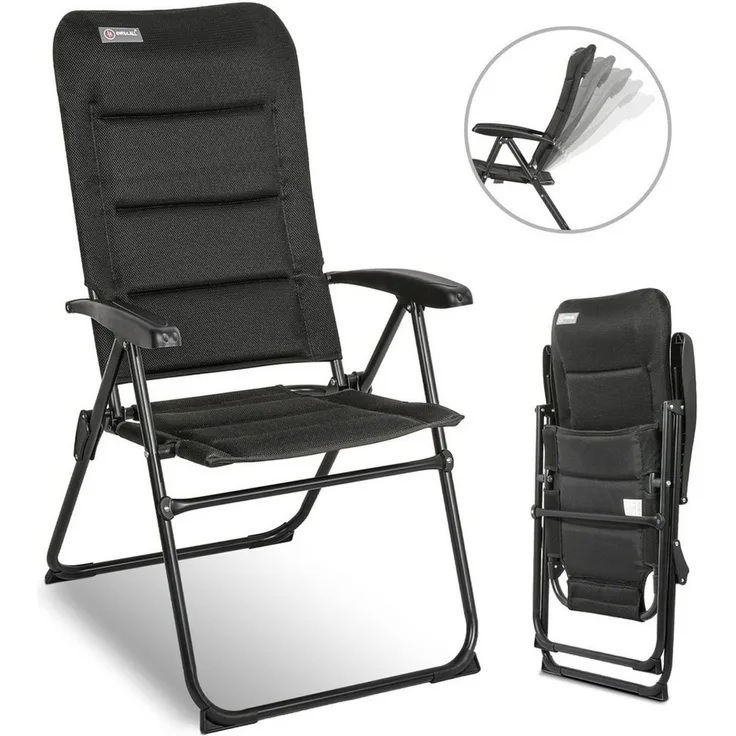 HOMECALL Gartenstuhl Hochlehner Campingstuhl Klappstühle Gepolstert Faltstuhl Balkonstuhl (Anglerstuhl, 1 St), mit 5-Fach Verstellbare lehne, für Camp Garten Balkon, Belastbar 150 KG