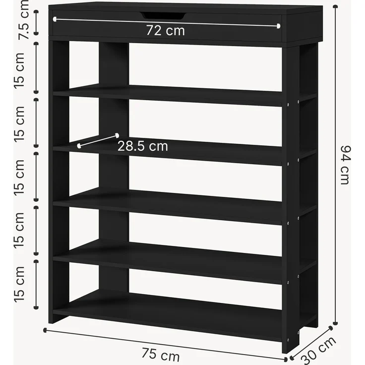 Standregal Boppeelo 94x75x30 cm Schwarz [en. casa] – Bild 4
