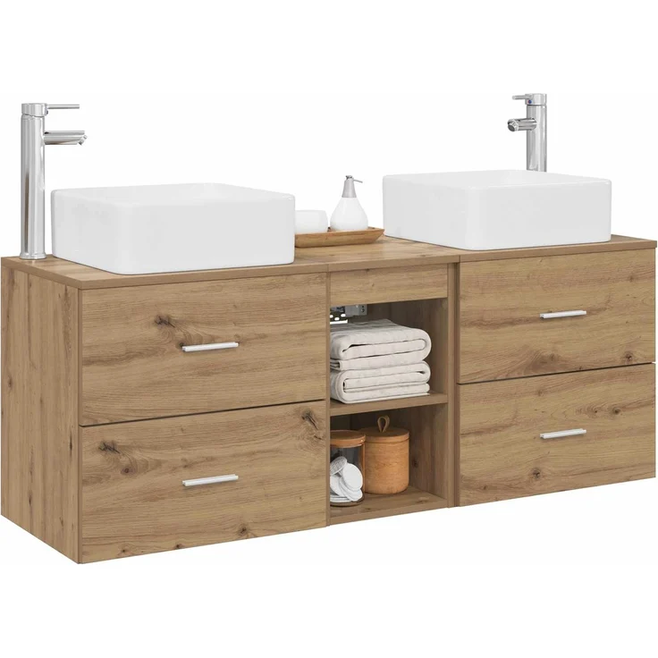 vidaXL Badezimmerschrank-Set 3 stk. Artisan-Eiche 129 x 41 x 80 cm 3405826 – Bild 3