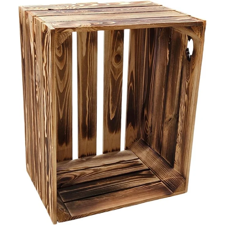 Holzkiste Obstkiste Weinkiste neu geflammt 50 x 40 x 30cm massiv und robust – Bild 1