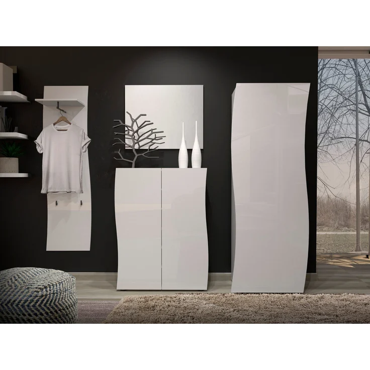 Garderobenpaneel >KISS< in weiß, Holzwerkstoff - 49x170x27,6cm (BxHxT) – Bild 5