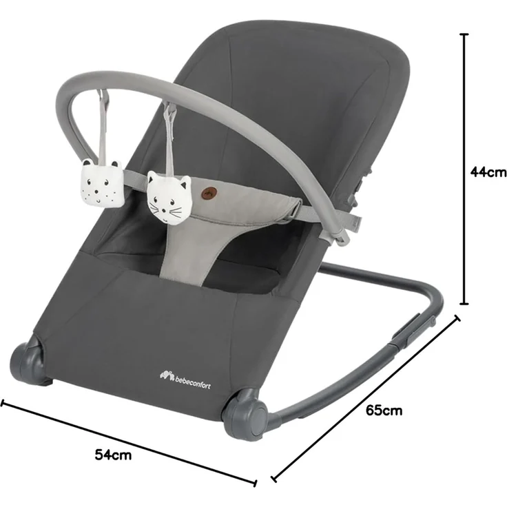Bebeconfort Aster, Babywippe, 0–2 Jahre, Leichtgewicht (2,7 kg), ultra-kompakt zusammenklappbar, verstellbare Rückenlehne, Polsterkissen, abnehmbarer Spielbogen, 3-Punkt-Gurt, Tinted Graphite – Bild 11