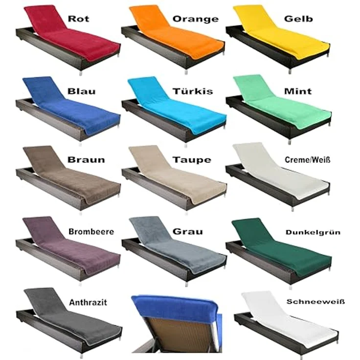 Brandsseller Schonbezug für Gartenliege, Strandliegenauflage, Frottee Schonbezug, 100% Baumwolle (ca. 75x200 cm, Anthrazit) – Bild 9