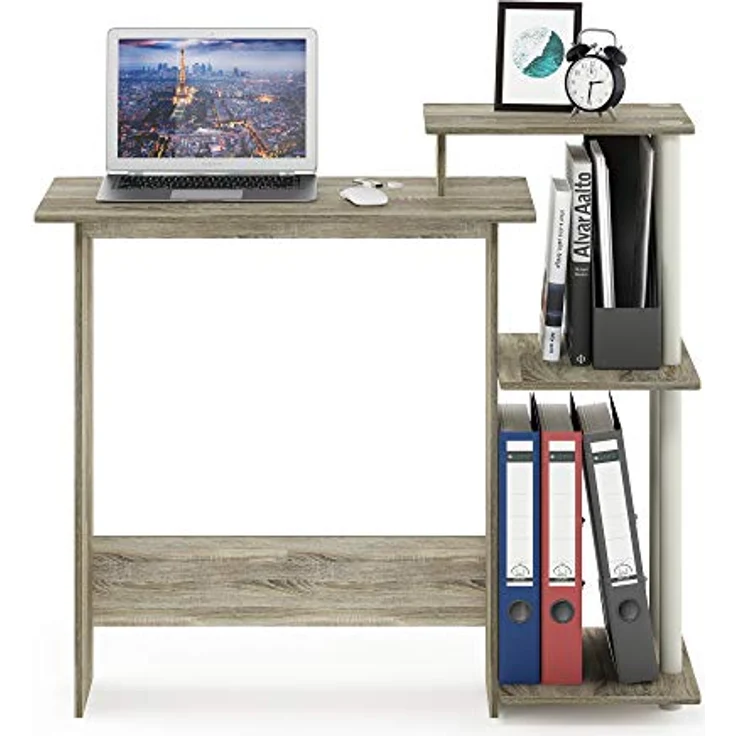 Furinno Efficient Home Computer Schreibtisch, PC-Tisch, Sonoma Eiche/Weiß, 100. 6 (Breite) x 85. 3 (Höhe) x 39. 6 (Tiefe) cm – Bild 5