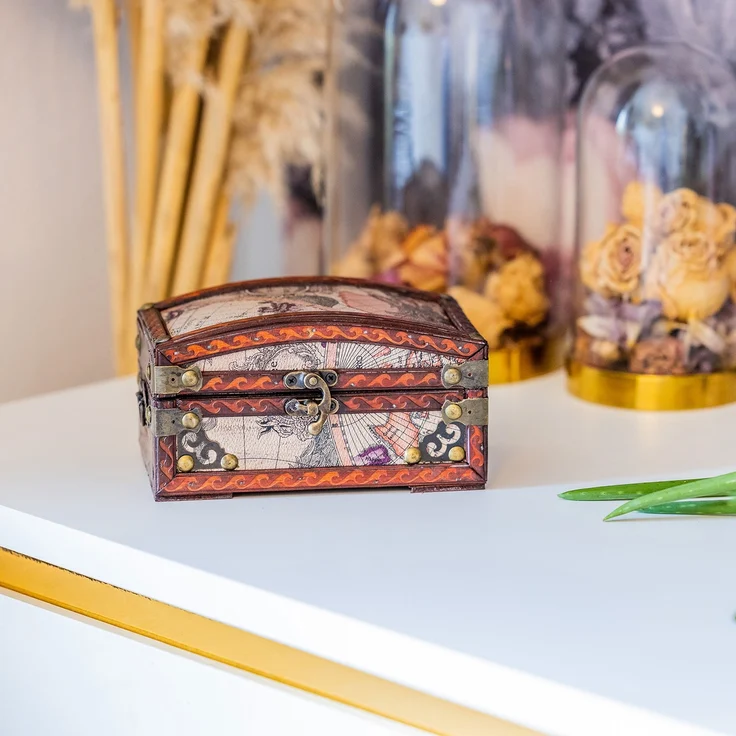 HMF Schatzkiste Handgefertigte Schmuckschatulle aus Holz, dekorative Holzkiste 17 x 10 x 9 cm Kolumbien – Bild 6