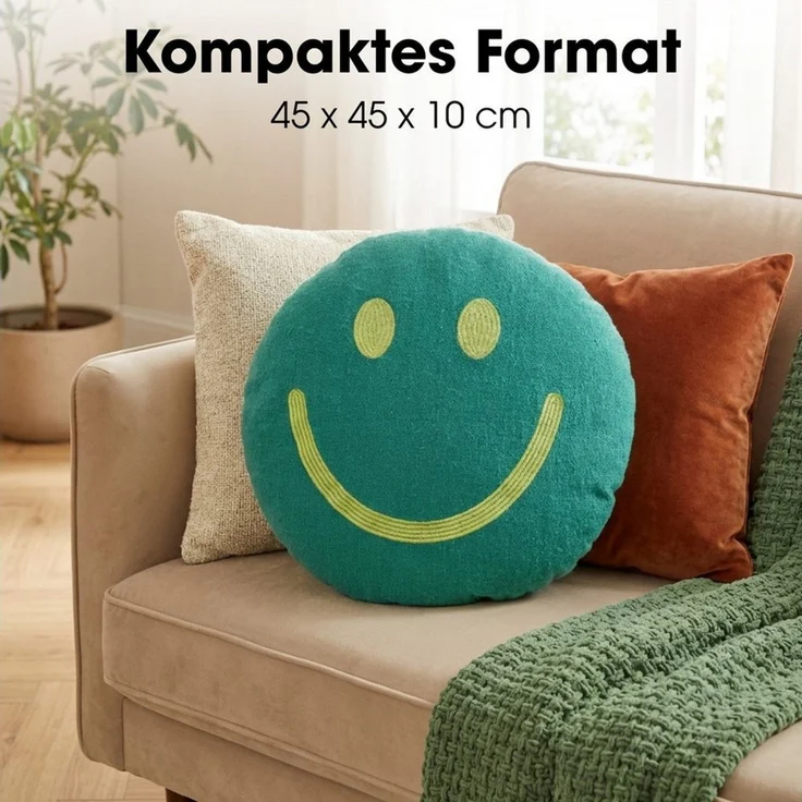 Mica Decorations Zierkissen Mica Decorations Smiley Deko Kissen – Ø45 x 10 cm – Bild 4