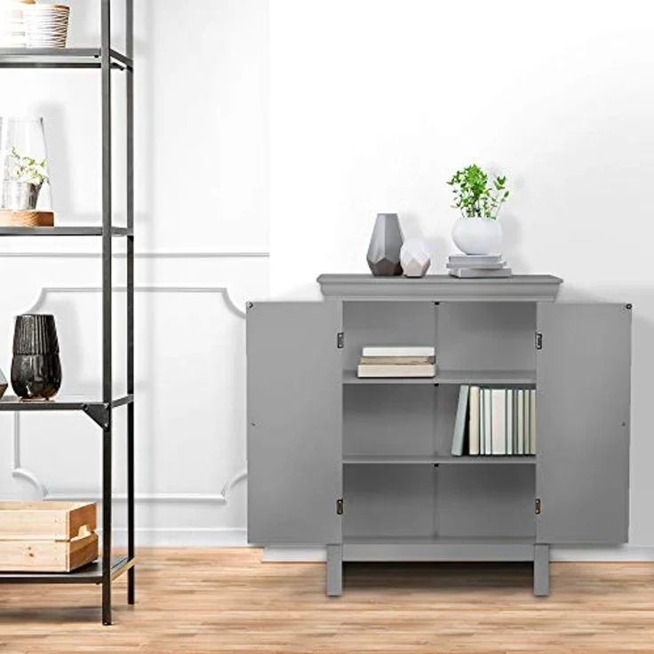 Teamson Home Stratford Badezimmerbodenschrank grau EHF-676G mit 2 Regalen – Bild 5