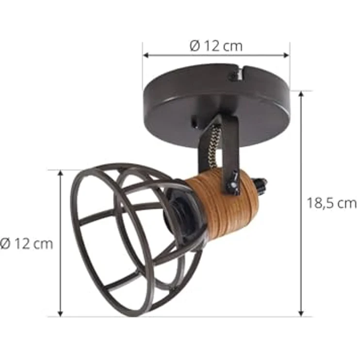 Lindby Strahler Arinthea, Deckenstrahler im Landhausstil, vintage-rustikal, 1-flammig E14, schwarz, Metall  – Bild 3