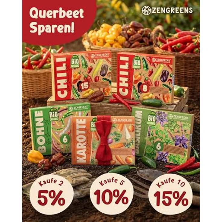 ZenGreens® - Bio Chilisamen im 8er Set - 8 Chili Samen für den einfachen Anbau im Garten, Balkon oder Hochbeet - Pflanzensamen - Saatgut - – Bild 8
