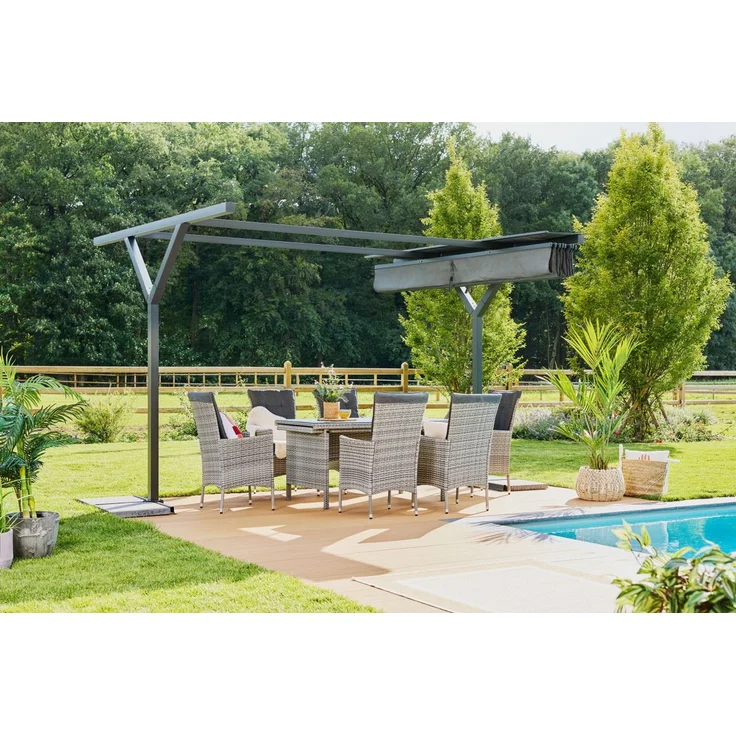 Primaster Raffpavillon Easy 3x3,6m Pavillon anthrazit Sonnenschutz Gartenzelt – Bild 5